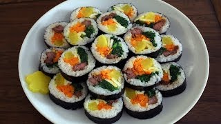 How to make gimbap aka kimbap 김밥 [upl. by Adla980]