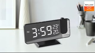 Electronic LED Projector Alarm Clock with 15 FM radio stations  Banggood New Tech [upl. by Ycrad231]