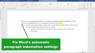 Fix indentation settings for automaticallynumbered paragraphs in Microsoft Word [upl. by Salakcin]