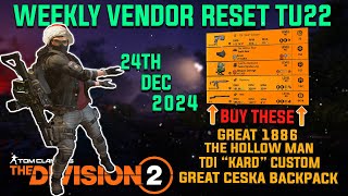 The Division 2  CHRISTMAS WEEKLY VENDOR RESET TU22  December 24th 2024 [upl. by Hurley905]