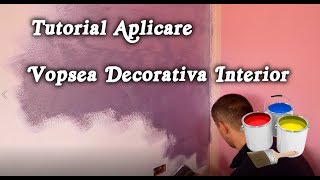 Tutorial aplicare vopsea decorativa pentru interior pas cu pas cu pensula [upl. by Darrej]