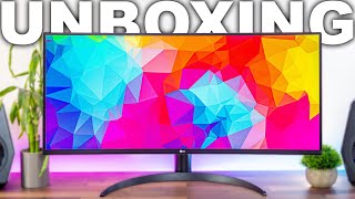 LG 34WP65CB 34quot Ultrawide Monitor Unboxing [upl. by Boru]