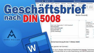 Geschäftsbrief nach DIN 5008 032020 in Microsoft Word [upl. by Emili394]