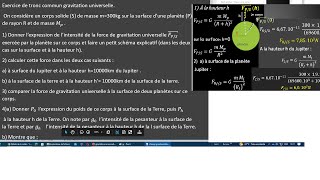 Exercices La gravitation universelle tronc commun [upl. by Leiba394]