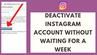 How To Deactivate Instagram Account Without Waiting For A Week 2021  Deactivate My Instagram [upl. by Mulligan]