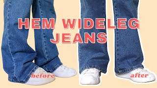 How to Hem Flared Jeans with Original Hem  LYDIA NAOMI [upl. by Fernyak]