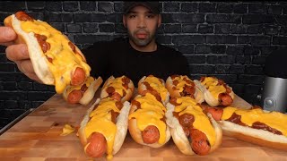 ASMR CHILI CHEESE DOG MUKBANG [upl. by Eirtemed]