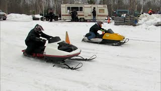 VINTAGE SNOWMOBILES RACING  SKIDOO VS POLARIS  Just Snowmobiles [upl. by Yaf400]