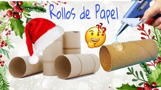 3 Ideas con ROLLOS de PAPEL para NAVIDAD 2021🎄☃️ fácil y económico by CreArtistasdelReciclaje [upl. by Danete]