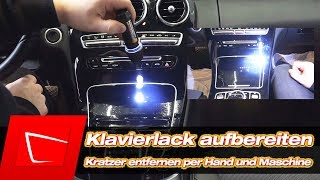 Klavierlack polieren und aufbereiten Fahrzeuginnenraum per Hand ProxxonAutotriz CarPro ClearCut [upl. by Ruhnke]