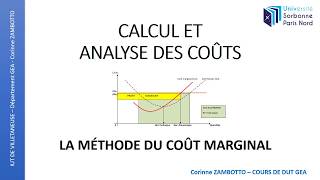 COURS CALCUL DE COÛTS  La méthode du coût marginal [upl. by Neelyaj22]