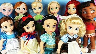 Disney Animators Collection Dolls Unboxing  Princess Ariel Belle Snow White Elsa Anna Jasmine [upl. by Nnek603]