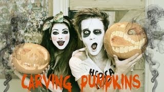 Carving Pumpkins with Zoella  ThatcherJoe [upl. by Orgel957]