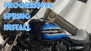 Progressive Fork Spring Install Harley Davidson Iron1200 Sportster [upl. by Novia]