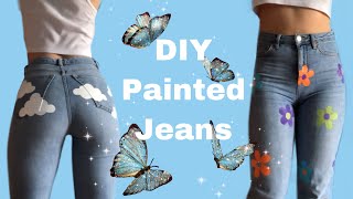 How to Paint on Fabric  DIY Painted Jeans [upl. by Ahsenev786]