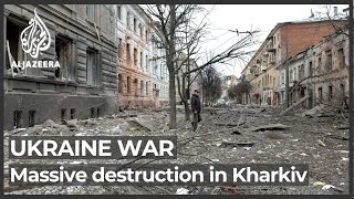 Ukraine Massive destruction in Kharkiv after Russian bombardment [upl. by Onailimixam]