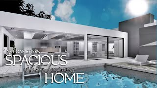 Bloxburg No Gamepass  Spacious White Luxury Home  Family Modern Mansion Speebuild [upl. by Kirchner]