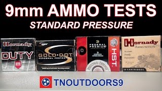 9mm Standard Pressure Ammo Tests Gold Dot HST Critical Duty XTP [upl. by Reyotal]