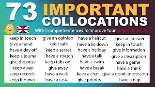 Learn 73 Important Collocations in English used in Daily Conversations [upl. by Enelym]