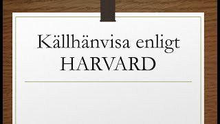 Källhänvisning enligt Harvard [upl. by Priscilla13]