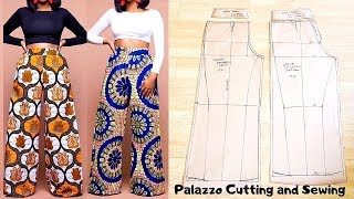 Palazzo Pant Pattern drafting Cutting and Stitching DETAILED  Wide Leg TrouserPattern drafting [upl. by Yt158]