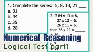 Part1 Logical Test  NUMERICAL REASONING [upl. by Namor132]