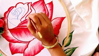 Easy Rose PaintingChadar ka Painting Degine [upl. by Poul]