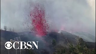 Watch Volcano erupts on Spains La Palma island [upl. by Magen]