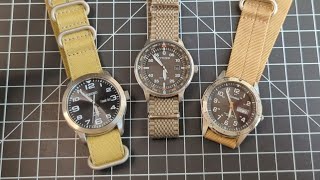 Wristwatch Shootout Three Solar Japanese Field Watches [upl. by Eelesor]