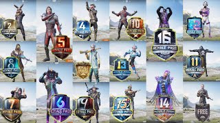 PUBG MOBILE ALL SEASON ROYAL PASS SEASON 1 TO SEASON 16 ROYAL PASS REWARD SEASON 1 TO 16 ROYAL PASS [upl. by Vel]