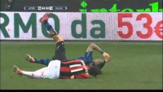 Zlatan knocks Materazzi  Inter  Milan 20101114 [upl. by Nosreip]