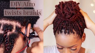 Afro kinky twist braids on natural hair [upl. by Bui881]