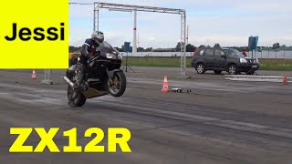 Kawasaki Ninja ZX12R  ZX14 Drag Race Acceleration Sound [upl. by Siduhey]