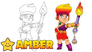 How To Draw AMBER 🔥  Brawl Stars  New Brawler [upl. by Anayeek837]