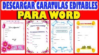 Cómo Descargar Carátulas Editables para Word [upl. by Yorgerg]