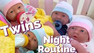 Newborn Twins First Night Home Routine  Realistic JC Toys Berenguer Reborn Baby Dolls [upl. by Enilec]