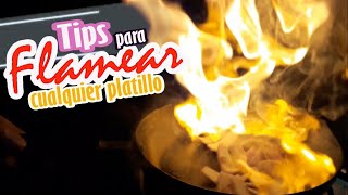 Cómo flamear cualquier platillo  Flamear en sartén y cocina común  Pollo saltado [upl. by Amelus733]