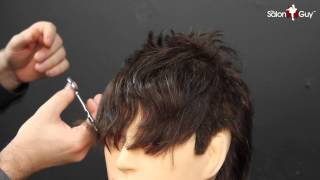 Mens Bangs Haircut Tutorial  TheSalonGuy [upl. by Arraeic]