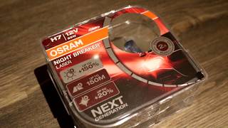 Comparing standard H7 headlight bulb to Osram Night Breaker Laser [upl. by Lynden]