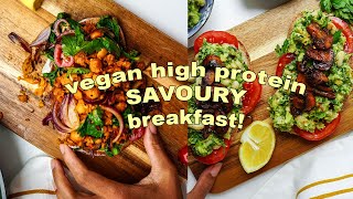 3 VEGAN HIGH PROTEIN Savoury Breakfast Ideas [upl. by Huba]