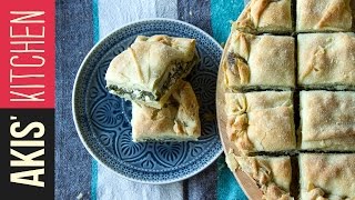 Greek Spinach Pie Spanakopita  Akis Petretzikis [upl. by Ecyarg]