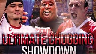 ULTIMATE CHUGGING SHOWDOWN Badlands Chugs vs Joey quotJawsquot Chestnut amp Matt quotMegatoadquot Stonie [upl. by Oeht]