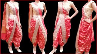 DHOTI STYLE SAREE DRAPINGDHOTI STYLE WITH SILK SAREESTEP BY STEPFULL EXPLAINED IN HINDI [upl. by Carpet813]