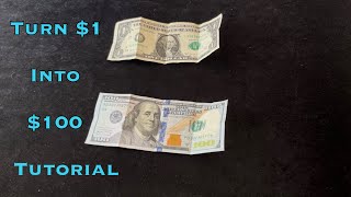 Turn 1 into 100  Magic Money Trick Dollar Manipulation Tutorial  100 Subscribers Special [upl. by Balliol]