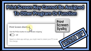 Print Screen Key PrtSc Cannot Be Assigned To Other Program Or Function In Windows 10  What To Do [upl. by Bettye816]