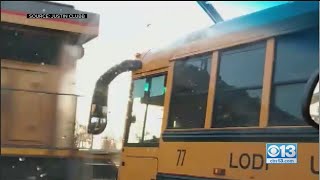 School Bus Gets Stuck Within Feet Of Passing Train [upl. by Teriann631]