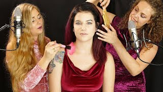 Megan In Middle Hair Brushing Pampering ASMR Girls Club w Corrina amp Madison [upl. by Welker]