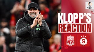 Klopp Reacts to Europa League Progression  Liverpool 61 Sparta Prague [upl. by Anotyad62]