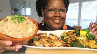 THE BEST HIBACHI FRIED RICE VEGGIES SHRIMP MUKBANG  RECIPE [upl. by Heath579]