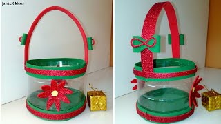 Dulcero o Canasta Navideña De Botella  Manualidades navideñas Para Niños Diy Bolsita Navideña [upl. by Vola]